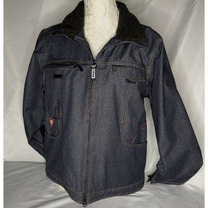 Vintage ROXY sz Large Retro Snowboard SkiJacket Blue Zip Denim look X-series